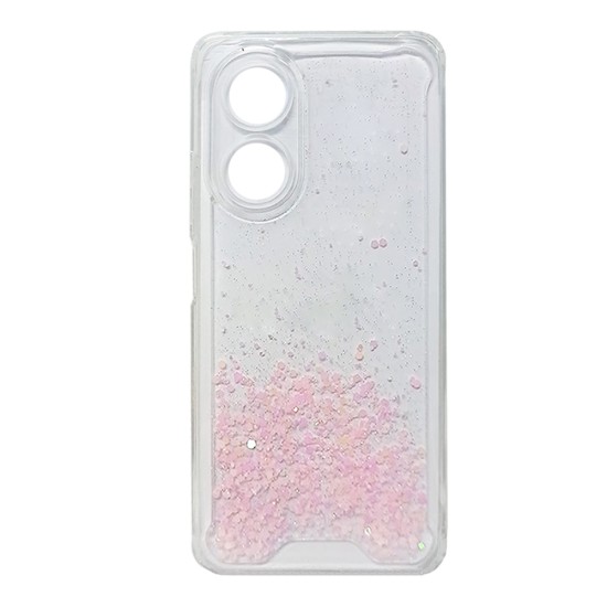 Hard Silicone Case with Glitter for Oppo A58 4g Pink